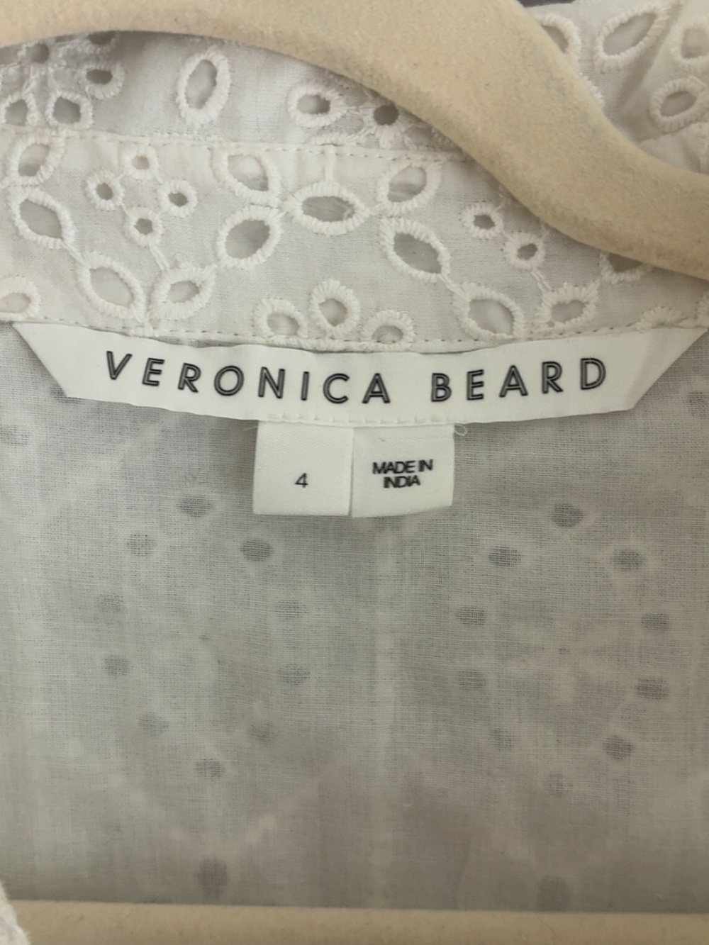Veronica Beard Cream Eyelet Long Sleeve Button Dress - Picture 3 of 4